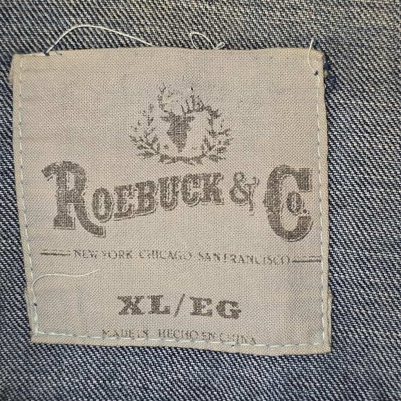 VINTAGE ROEBUCK AND CO DENIUM JACKET DISTRESSED MENS SIZE XL EUC - Picture 6 of 6